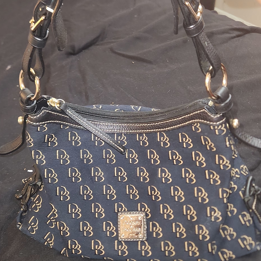 Dooney & Bourke Black and Gold Monogram Shoulder Bag